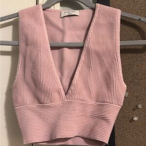 Aritzia Pink Ribbed Crop Top